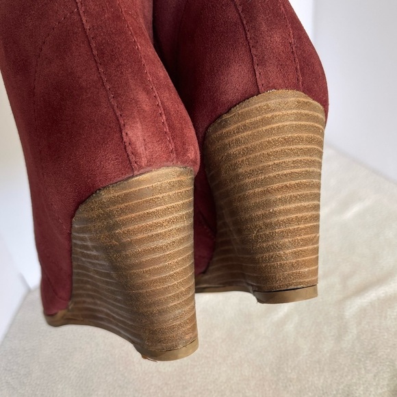 Diba nwob blake burgundy lace up leather wedge heel bootie - Picture 3 of 10